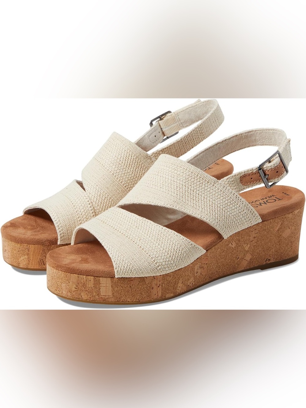 TOMS Claudine slingback cork wedge platform sandals. Size 7.5